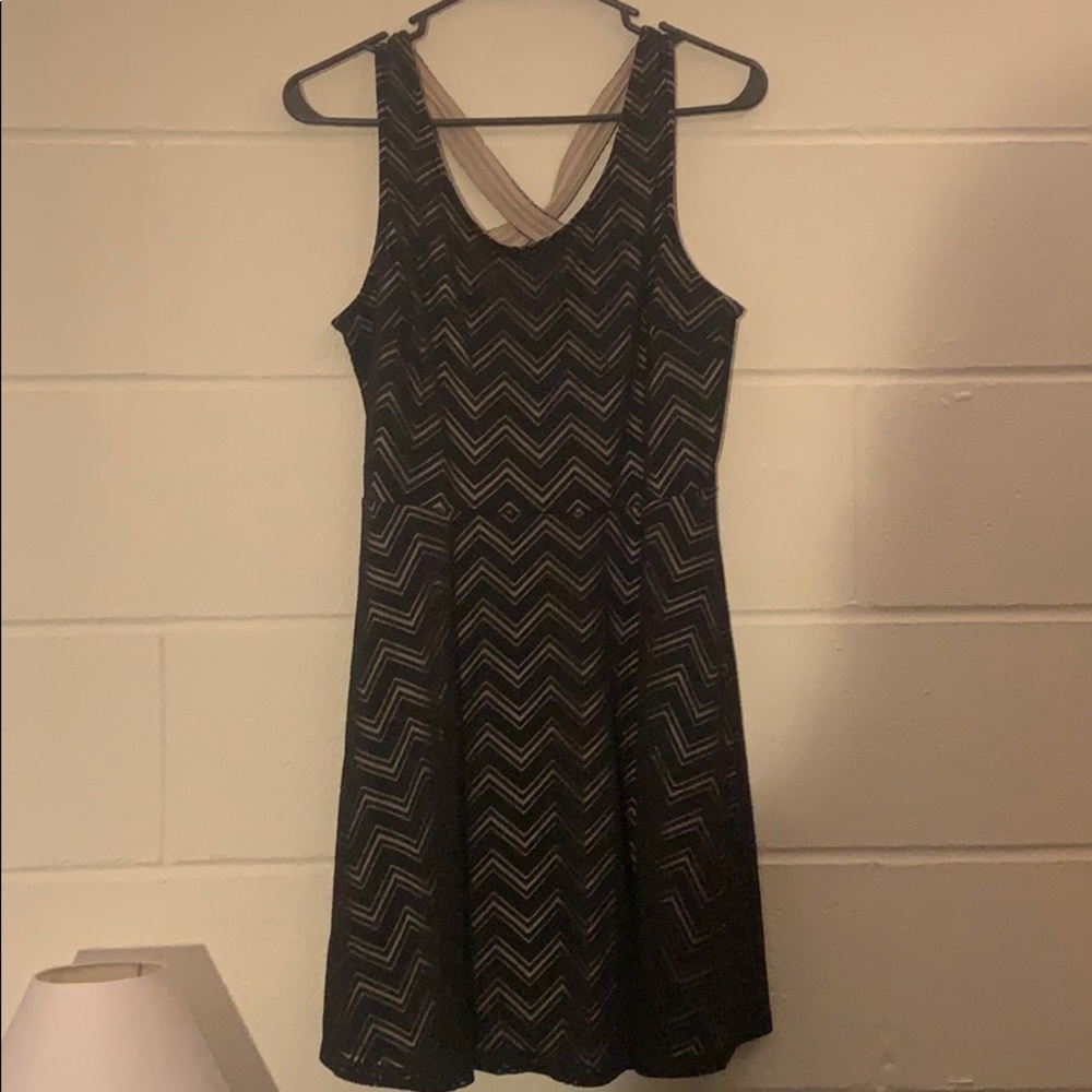 Black and Cream Chevron Dress